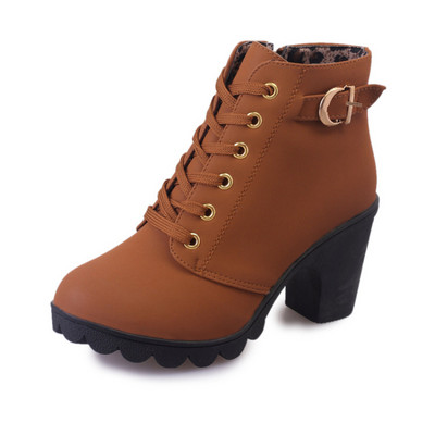 Γυναικεία μποτάκια 2022 Φθινοπωρινά παπούτσια με αγκράφα με ψηλοτάκουνα γόβες Γυναικείες μπότες πλατφόρμας με κορδόνια Γυναικείες μπότες 42 Botas De Mujerv