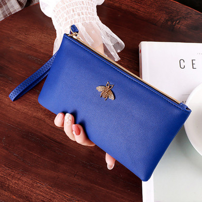 Γυναικεία πορτοφόλια Bee Clutch καλής ποιότητας Δερμάτινο φερμουάρ χονδρικής Γυναικείο μακρύ πορτοφόλι Γυναικεία λεπτή τσάντα κινητού τηλεφώνου