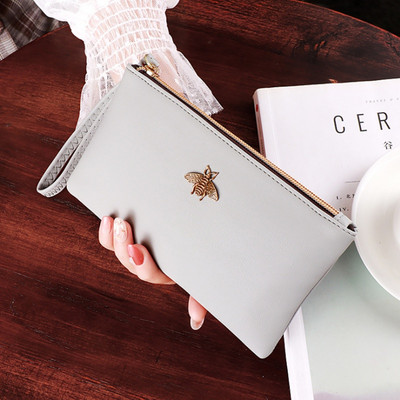 Γυναικεία πορτοφόλια Bee Clutch καλής ποιότητας Δερμάτινο φερμουάρ χονδρικής Γυναικείο μακρύ πορτοφόλι Γυναικεία λεπτή τσάντα κινητού τηλεφώνου