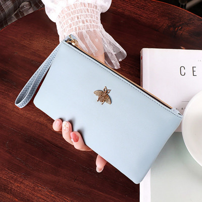 Γυναικεία πορτοφόλια Bee Clutch καλής ποιότητας Δερμάτινο φερμουάρ χονδρικής Γυναικείο μακρύ πορτοφόλι Γυναικεία λεπτή τσάντα κινητού τηλεφώνου