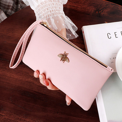 Γυναικεία πορτοφόλια Bee Clutch καλής ποιότητας Δερμάτινο φερμουάρ χονδρικής Γυναικείο μακρύ πορτοφόλι Γυναικεία λεπτή τσάντα κινητού τηλεφώνου