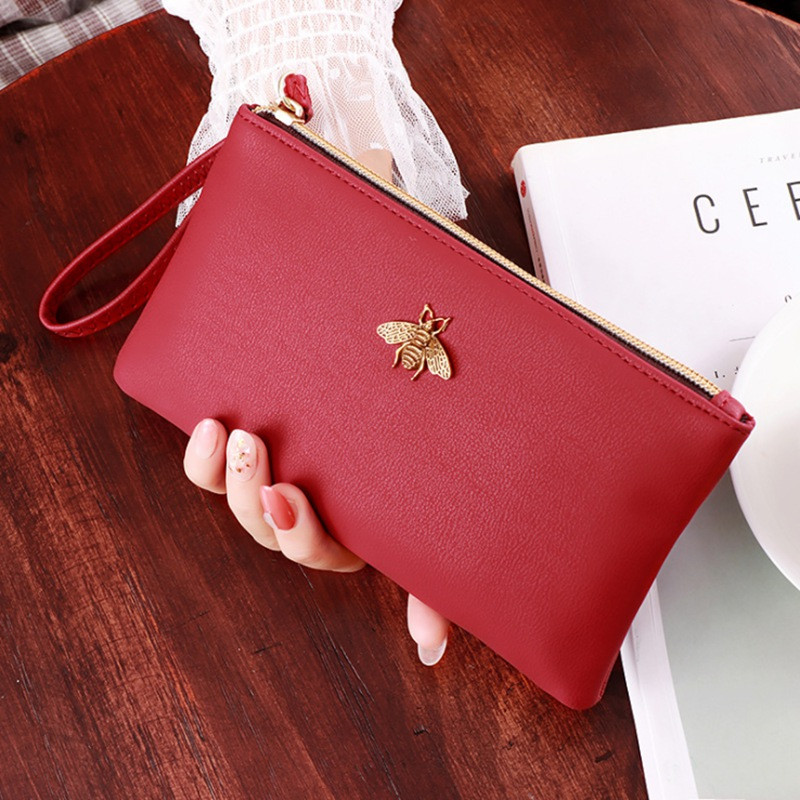 Γυναικεία πορτοφόλια Bee Clutch καλής ποιότητας Δερμάτινο φερμουάρ χονδρικής Γυναικείο μακρύ πορτοφόλι Γυναικεία λεπτή τσάντα κινητού τηλεφώνου