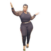 CM.YAYA Plus Size XL-5XL Γυναικεία γραβάτα Dye Leopard Φούτερ Jogger Παντελόνι Active Wear Φόρμα δύο τεμαχίων που ταιριάζουν στο γυμναστήριο