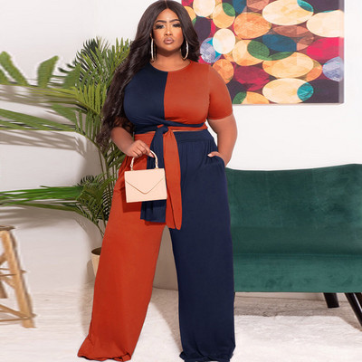 Κομψό συνονθύλευμα Work Out 2 τεμαχίων QFAF Plus Size Outfits για γυναίκες 2022 Καλοκαίρι με φαρδύ φαρδύ παντελόνι ασορτί αθλητική φόρμα