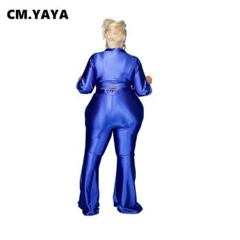 CM.YAYA Activewear Plus Size XL-5XL Γυναικείο Σετ Knot Μπλούζες Μπλούζες Flare Παντελόνι Κοστούμι αθλητική φόρμα δύο τεμαχίων σετ γυμναστικής