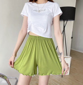 Modaliniai medvilniniai pižamos šortai, skirti moteriškai vasarai, laisvi, dideli laisvalaikio ploni namų rūbai, trumpi namų drabužiai aukštu juosmeniu, nėriniuotu kraštu.