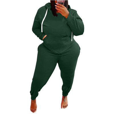 Dámske oblečenie, jednofarebné, mikiny s dlhým rukávom, športové, ležérne, 2-dielne nohavice, zimné outfity, sety pre väčšie veľkosti 3XL, 4XL 5XL