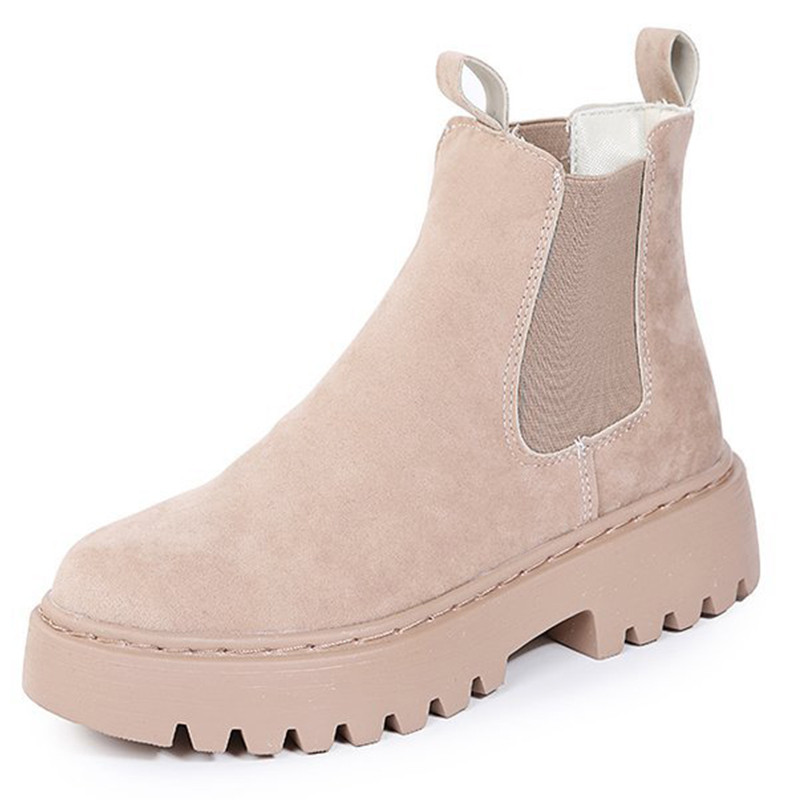 Moodsad poolsaapad, naiste jalatsid vabaaja platvormsaapad, naiste mugavad jalanõud, ümmarguse varbaga, soliidsed saapad Naiste sügiskingad naistele