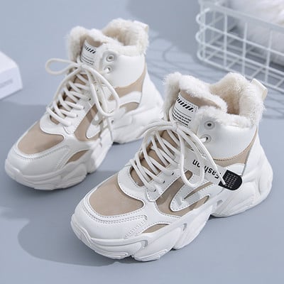 Cizme de zăpadă pentru femei Pantofi noi de iarnă Cizme pentru femei Pantofi calduri din bumbac Cizme cu platformă cu șireturi Cizme de damă pantofi de modă pentru femei