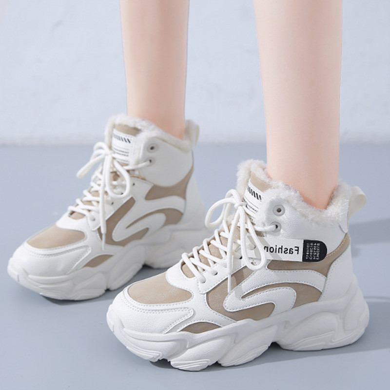 Cizme de zăpadă pentru femei Pantofi noi de iarnă Cizme pentru femei Pantofi calduri din bumbac Cizme cu platformă cu șireturi Cizme de damă pantofi de modă pentru femei