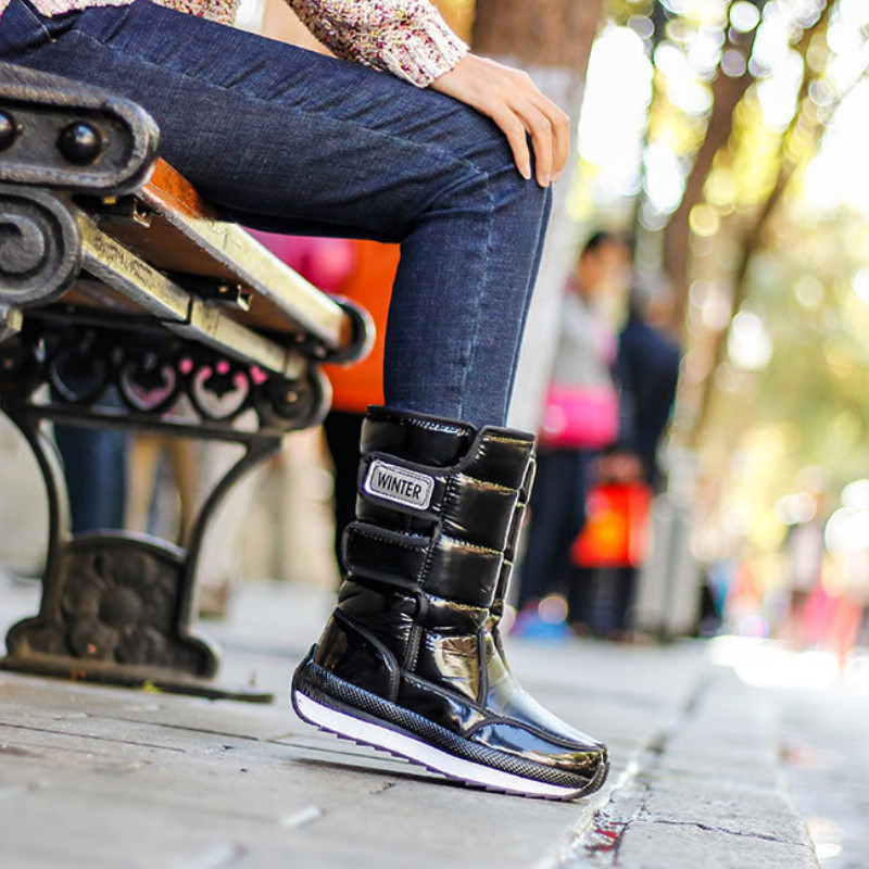 Μπότες χιονιού Γυναικείες χειμερινά παπούτσια Άνετα Fleece Ζεστές μεσαίες μπότες Γυναικείες αδιάβροχες αντιολισθητικές χειμερινή πλατφόρμα Botas γυναικεία υποδήματα