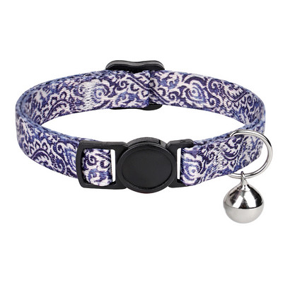 Guler de pisici din nailon Guler de pisică cu eliberare rapidă de siguranță Pisicuță Guleră pentru cățeluș Colier imprimat cu clopot Accesorii reglabile pentru pisici