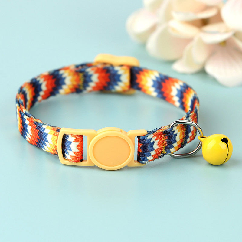 Guler de pisici din nailon Guler de pisică cu eliberare rapidă de siguranță Pisicuță Guleră pentru cățeluș Colier imprimat cu clopot Accesorii reglabile pentru pisici