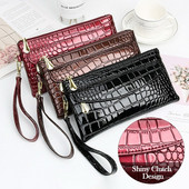 portofel lung pentru femei portofel cu model de crocodil aligator poșetă pentru telefon femei deținători de carduri geantă pentru telefon cu fermoar portofel din piele