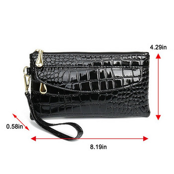 дамски дълъг портфейл портфейл с модел на крокодил, алигатор портмоне портмоне телефон женска дамска чанта за карти чанта за телефон кожен портфейл с цип