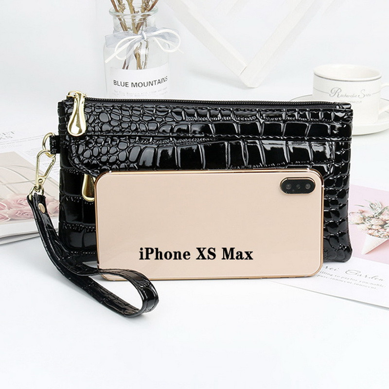 portofel lung pentru femei portofel cu model de crocodil aligator poșetă pentru telefon femei deținători de carduri geantă pentru telefon cu fermoar portofel din piele