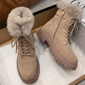 Γυναικείες μπότες για χιόνι Πλατφόρμα Χειμερινές μπότες Χοντρά βελούδινα casual γυναικεία παπούτσια με αντιολισθητικό φερμουάρ Ζεστή γούνα Mid Calf Μπότες Γυναικεία παπούτσια μόδας