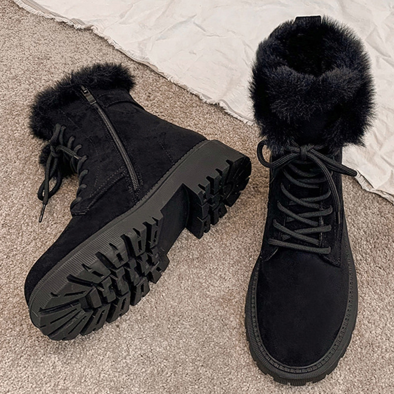 Γυναικείες μπότες για χιόνι Πλατφόρμα Χειμερινές μπότες Χοντρά βελούδινα casual γυναικεία παπούτσια με αντιολισθητικό φερμουάρ Ζεστή γούνα Mid Calf Μπότες Γυναικεία παπούτσια μόδας