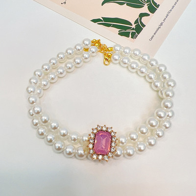 Κολιέ με μαργαριτάρια για σκύλους γάτας κολιέ Κολιέ με διαμάντι με διαμάντι κολιέ Κολιέ για κατοικίδιο κουτάβι γατάκι Κοσμήματα αξεσουάρ