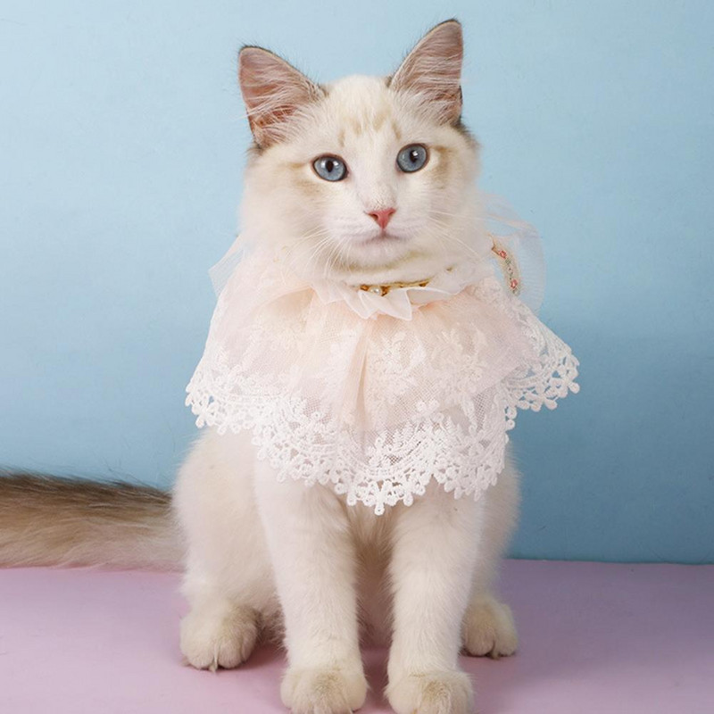 Articole pentru animale de companie Guler pentru pisici cu dantelă cu clopot Bandana din dantelă pentru pisici Accesorii pentru animale de companie Guler pentru câini Chihuahua