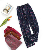 Άνοιξη 2023 Γυναικείες 100% βαμβακερές πάτους ύπνου Γυναικείο σε συν μέγεθος Νυχτερινό παντελόνι Φύλλο στάμπα Πυζά Παντελόνια Γυναικεία Home Lounge Παντελόνια