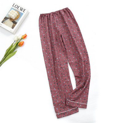Άνοιξη 2023 Γυναικείες 100% βαμβακερές πάτους ύπνου Γυναικείο σε συν μέγεθος Νυχτερινό παντελόνι Φύλλο στάμπα Πυζά Παντελόνια Γυναικεία Home Lounge Παντελόνια