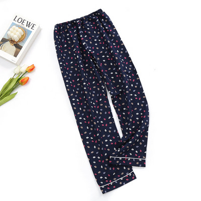 Άνοιξη 2023 Γυναικείες 100% βαμβακερές πάτους ύπνου Γυναικείο σε συν μέγεθος Νυχτερινό παντελόνι Φύλλο στάμπα Πυζά Παντελόνια Γυναικεία Home Lounge Παντελόνια