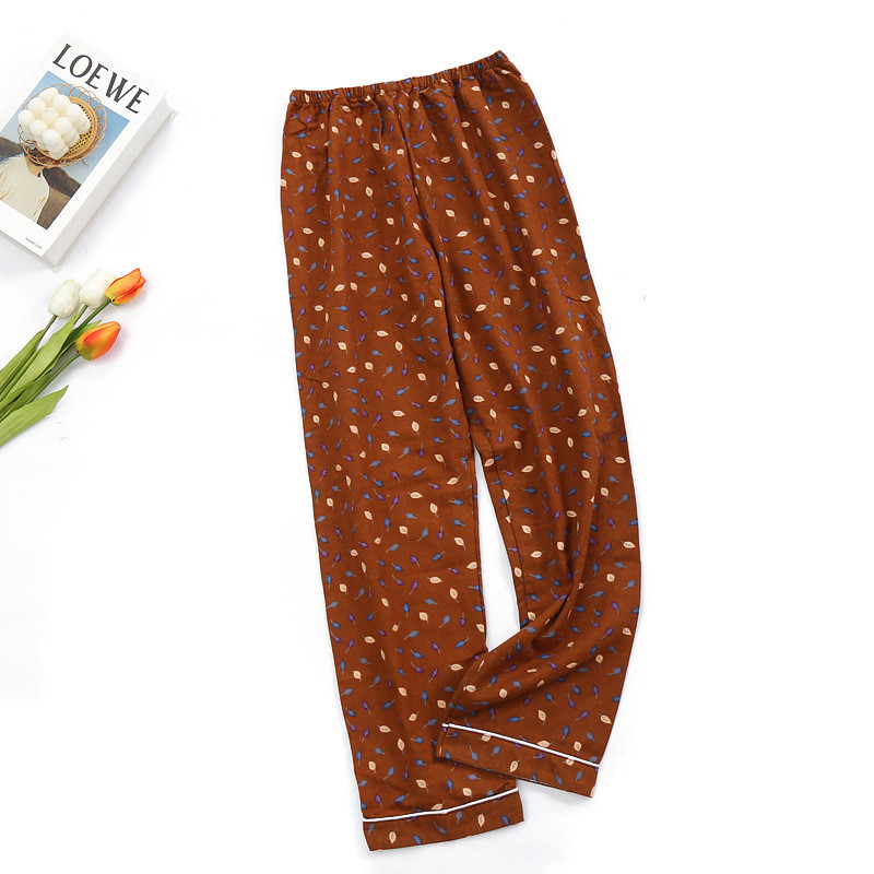 Άνοιξη 2023 Γυναικείες 100% βαμβακερές πάτους ύπνου Γυναικείο σε συν μέγεθος Νυχτερινό παντελόνι Φύλλο στάμπα Πυζά Παντελόνια Γυναικεία Home Lounge Παντελόνια