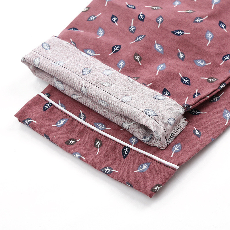 Άνοιξη 2023 Γυναικείες 100% βαμβακερές πάτους ύπνου Γυναικείο σε συν μέγεθος Νυχτερινό παντελόνι Φύλλο στάμπα Πυζά Παντελόνια Γυναικεία Home Lounge Παντελόνια