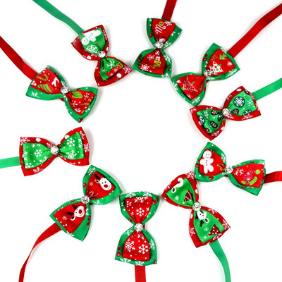 Christmas Pet Cat Dog Collar Adjustable Bow Tie Neck Strap Christmas Holiday New Year Pet Decorative Neckband Pet Supplies