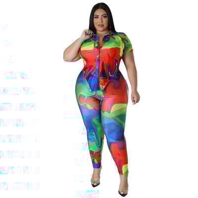 Σετ με στάμπα δύο τεμαχίων με κοντό μανίκι με κορδόνι Crop top παντελόνι 2 τεμαχίων σετ casual streetwear καλοκαιρινά γυναικεία ρούχα 2023