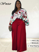 Wmstar Plus Size Σετ Πουκάμισα Μπλούζες και παντελόνια 2 τεμαχίων Γυναικείες τσέπες με στάμπα Φαρδιά πόδι Γυναικείο κοστούμι ασορτί Dropshipping