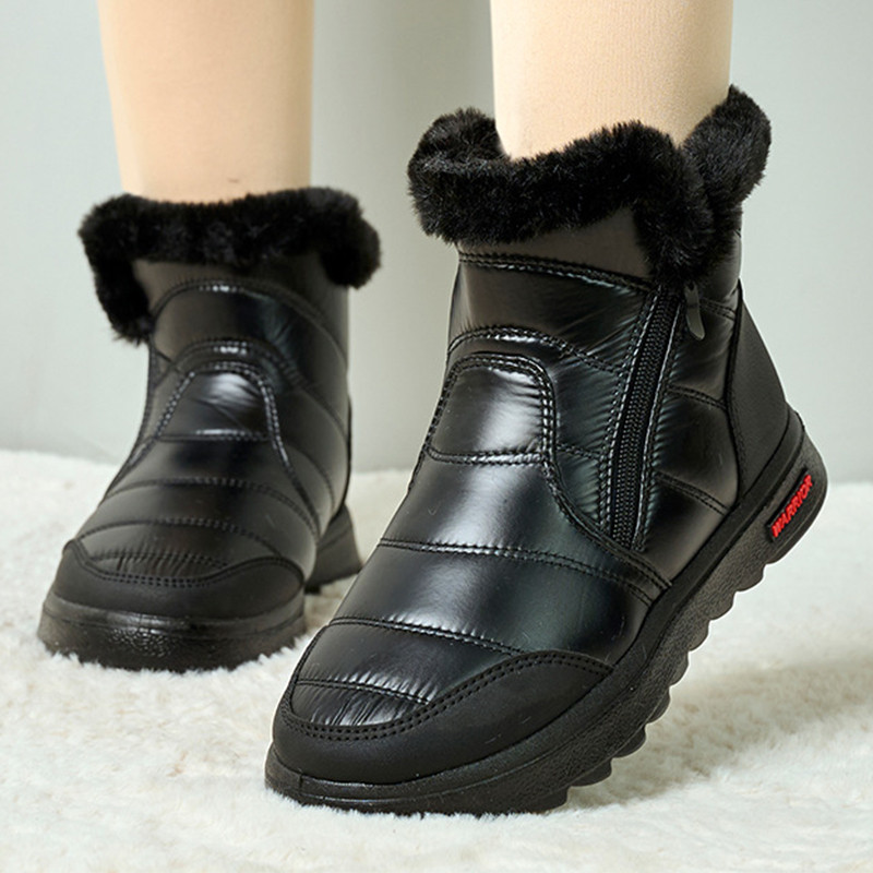 Χειμερινές γυναικείες μπότες Νέα γυναικεία μποτάκια χιονιού Πλατφόρμα Keep ζεστό Γυναικεία χειμωνιάτικα παπούτσια με φερμουάρ Αδιάβροχα πλατάκια Γυναικεία μποτάκια