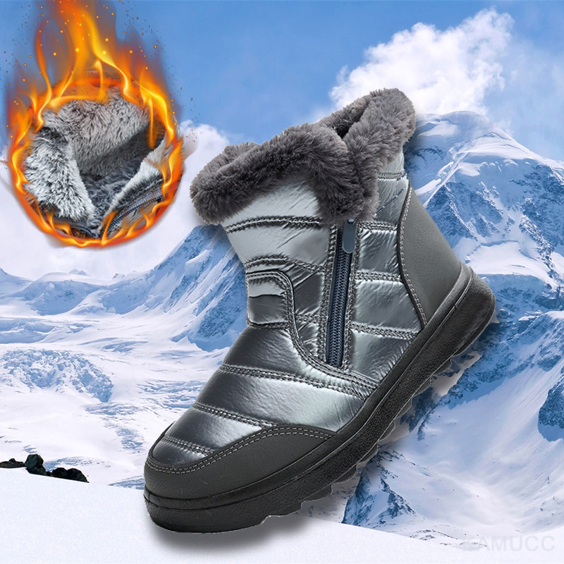 Χειμερινές γυναικείες μπότες Νέα γυναικεία μποτάκια χιονιού Πλατφόρμα Keep ζεστό Γυναικεία χειμωνιάτικα παπούτσια με φερμουάρ Αδιάβροχα πλατάκια Γυναικεία μποτάκια