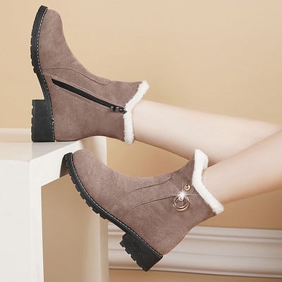 Talvesaapad Naine Mood Lukuga lumesaapad Naiste soojad plüüsist jalanõud Platvorm Libisemiskindlad Poolsaapad Naistele Uued saapad Naistele