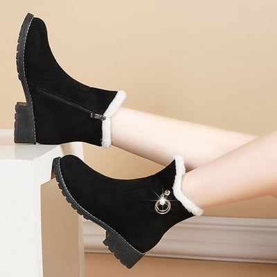 Talvesaapad Naine Mood Lukuga lumesaapad Naiste soojad plüüsist jalanõud Platvorm Libisemiskindlad Poolsaapad Naistele Uued saapad Naistele