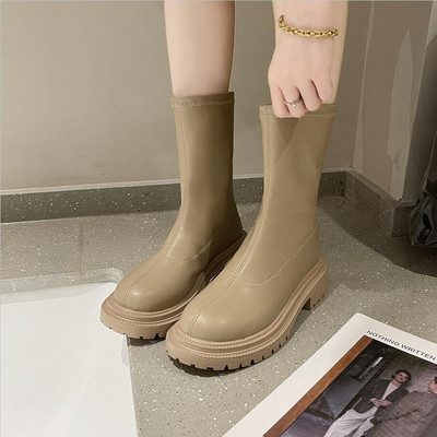 Γυναικείες ψηλές μπότες για τους μηρούς Γυναικείες καθημερινές βελούδινες μπότες για γόνατο Μάρκα σχεδιαστή με φερμουάρ Γυναικείες μακριές μπότες από δέρμα Λευκά παπούτσια Mujer 2023