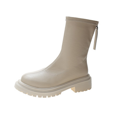 Γυναικείες ψηλές μπότες για τους μηρούς Γυναικείες καθημερινές βελούδινες μπότες για γόνατο Μάρκα σχεδιαστή με φερμουάρ Γυναικείες μακριές μπότες από δέρμα Λευκά παπούτσια Mujer 2023