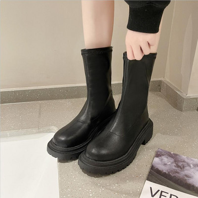 Γυναικείες ψηλές μπότες για τους μηρούς Γυναικείες καθημερινές βελούδινες μπότες για γόνατο Μάρκα σχεδιαστή με φερμουάρ Γυναικείες μακριές μπότες από δέρμα Λευκά παπούτσια Mujer 2023