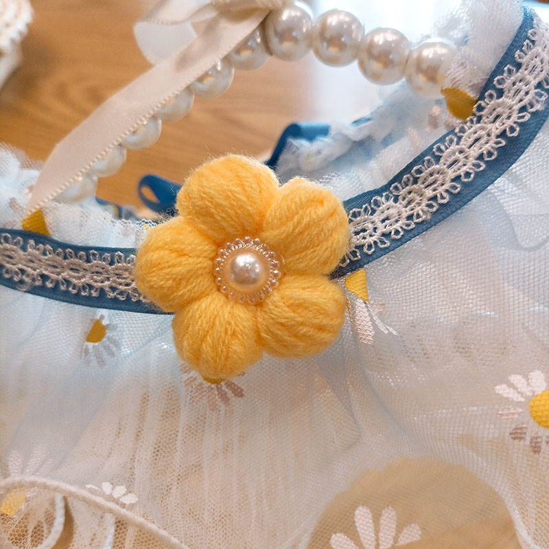 Ins Style Pisică Guler pentru câine Batic pentru gât Pisici Pisicuțe Fotografie Dantela florilor Colier Floral pentru cățeluș Curea pentru gât Esarfă