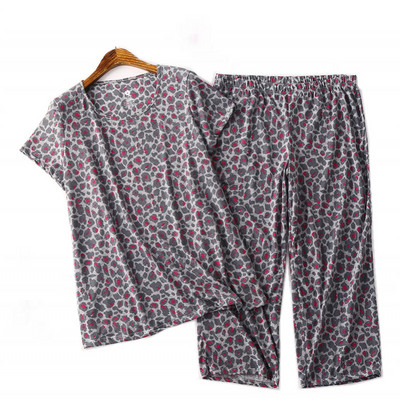 Καλοκαιρινό γυναικείο σετ πιτζάμες 2023 Γυναικείο βαμβακερό πυζάμα Γυναικείο μπλουζάκι με κοντό μανίκι & παντελόνι μέχρι τη γάμπα Σπιτικά ρούχα