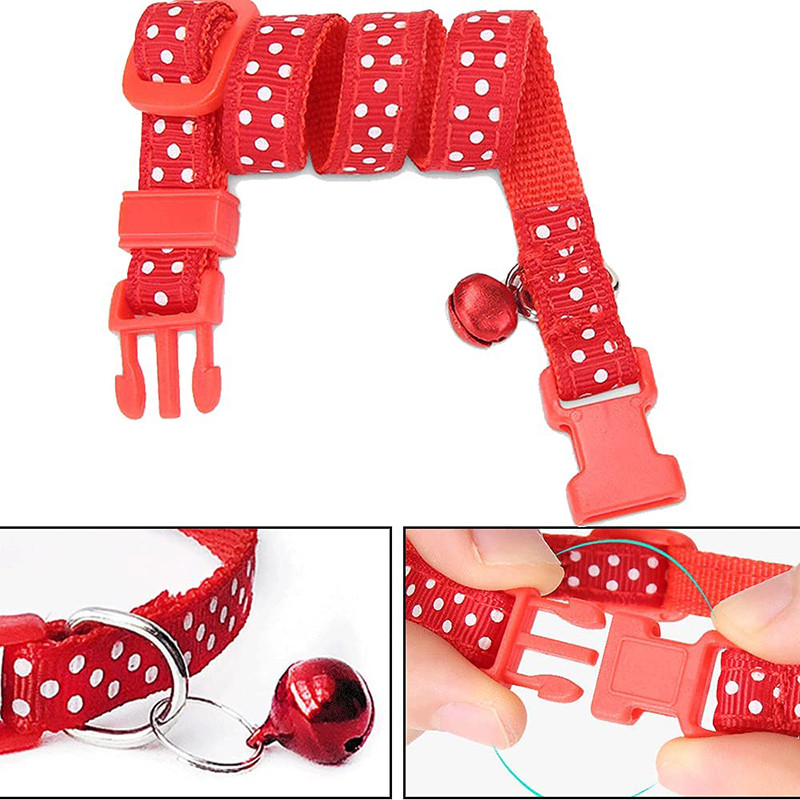 Κινούμενα σχέδια προσωπικότητας με κολάρο κατοικίδιων πουά Χρώμα για γατάκι και κουτάβι Ρυθμιζόμενο κολιέ με καμπάνα Αξεσουάρ για κατοικίδια