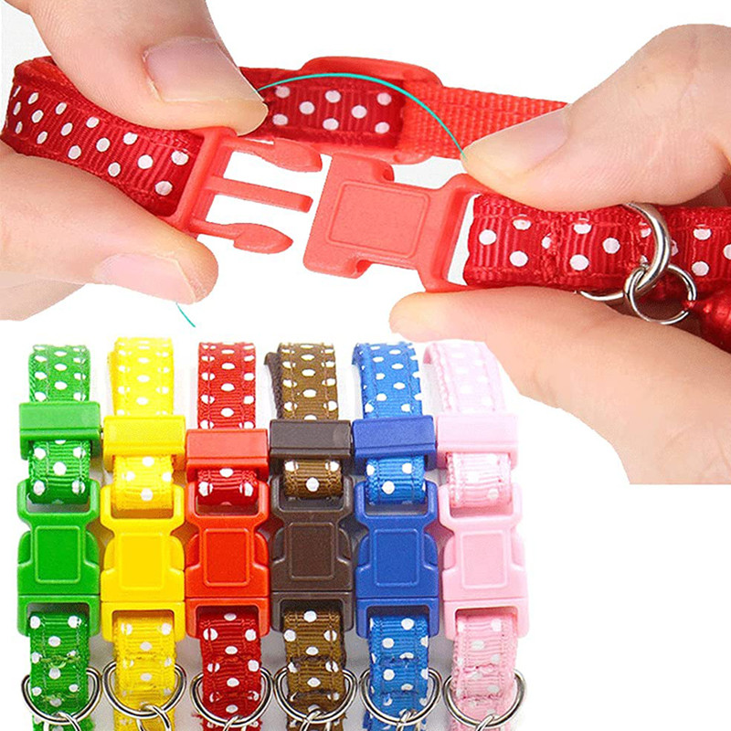 Κινούμενα σχέδια προσωπικότητας με κολάρο κατοικίδιων πουά Χρώμα για γατάκι και κουτάβι Ρυθμιζόμενο κολιέ με καμπάνα Αξεσουάρ για κατοικίδια