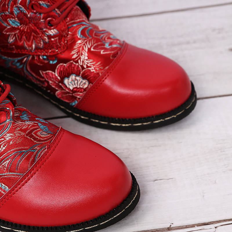 Γυναικείες μπότες Bohemian Mid-calf Γυναικείες μπότες προβάτου Vintage χειμερινές μπότες γυναικεία παπούτσια Γυναικεία παπούτσια με φερμουάρ Χοντρό μπλοκ τακούνι Γυναικεία παπούτσια