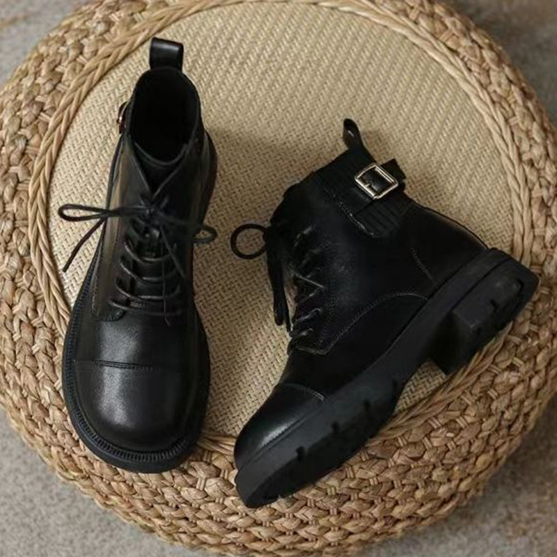 Νέες μπότες Γυναικεία Lace Up Wedge Platform Μπότες Mid Calf Γυναικεία παπούτσια casual μόδας Γυναικεία μαλακή σόλα Αντιολισθητική Κοντά μποτάκια Γυναικεία