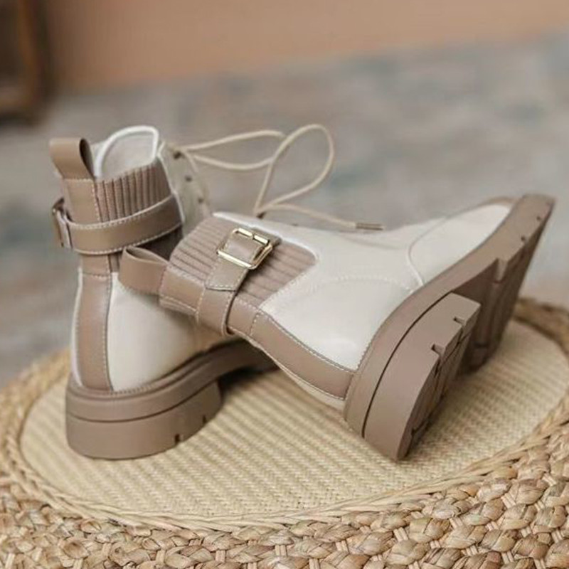 Νέες μπότες Γυναικεία Lace Up Wedge Platform Μπότες Mid Calf Γυναικεία παπούτσια casual μόδας Γυναικεία μαλακή σόλα Αντιολισθητική Κοντά μποτάκια Γυναικεία