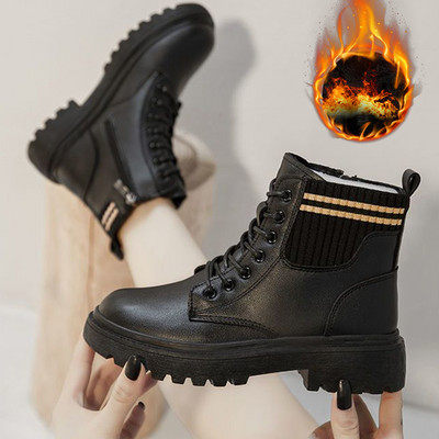 Ženske čizme Gležnjače s platformom Ženske udobne cipele Nove crne zimske tople čarape Čizme Ženske neklizajuće čizme s debelom petom Ženske