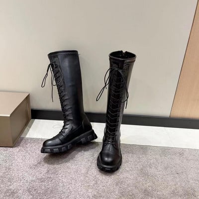 Naiste saapad motokrossi platvormkingad Tursked Lühikesed Nahast Kauboi Combat Western Knee Kõrged Saapad New Rock Plus Size Goth Black