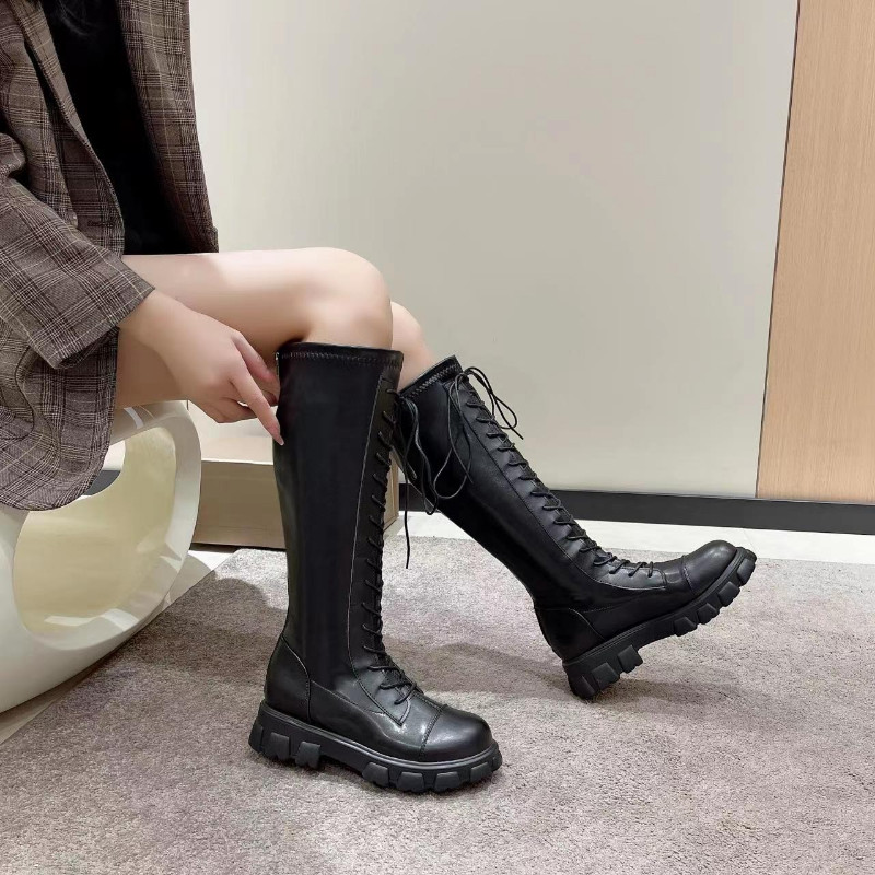 Naiste saapad motokrossi platvormkingad Tursked Lühikesed Nahast Kauboi Combat Western Knee Kõrged Saapad New Rock Plus Size Goth Black