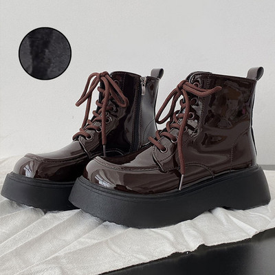 Γυναικείες Μπότες Χειμερινή Πλατφόρμα Μπότες Γυναικεία Μόδα Γυναικεία Παπούτσια με κορδόνια Στρογγυλά Μποτάκια Γυναικεία Καφέ Μαύρα Νέες Μπότες Γυναικεία παπούτσια